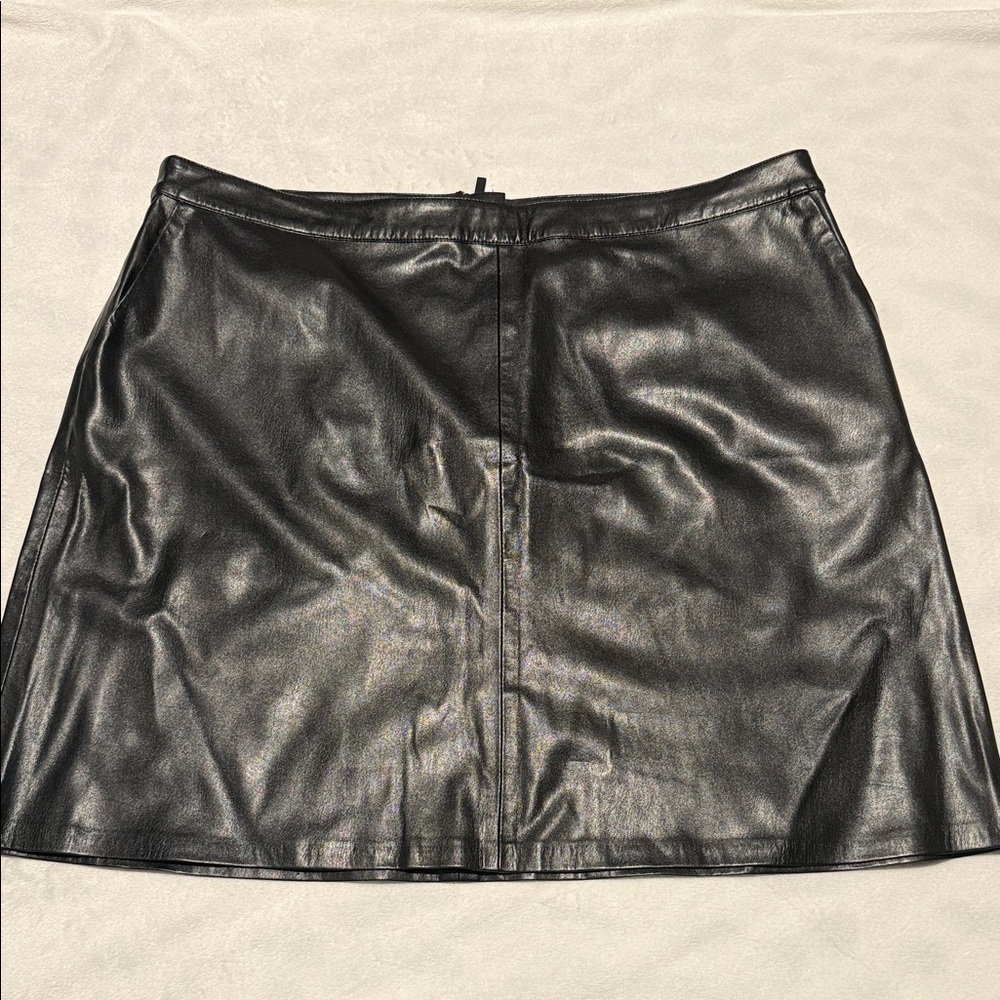 Vince Camuto Black A-Line Leather Skirt